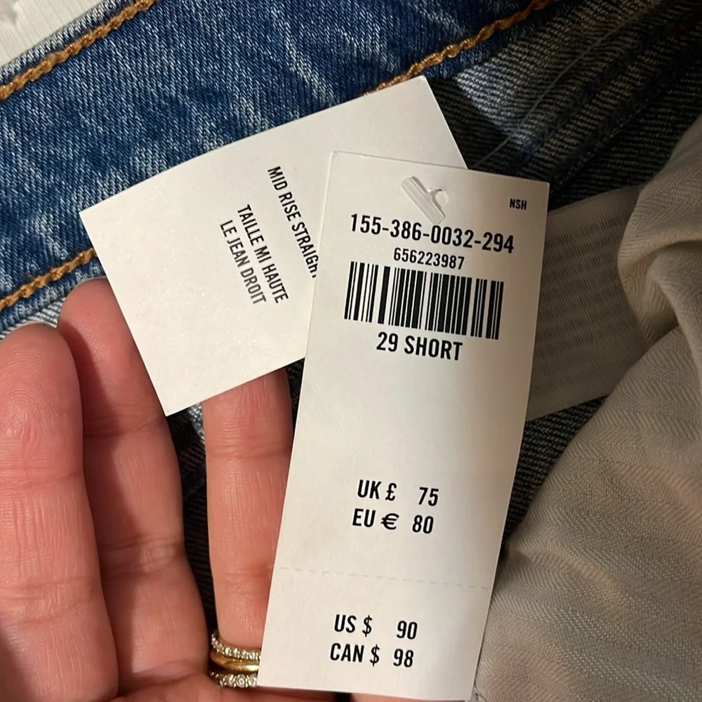 New with tags Straight Mid Rise short length Abercrombie Jeans - Picture 8 of 13